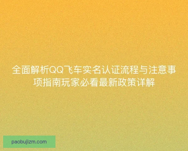 全面解析QQ飞车实名认证流程与注意事项指南玩家必看最新政策详解