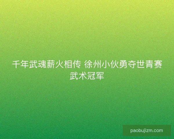 千年武魂薪火相传 徐州小伙勇夺世青赛武术冠军