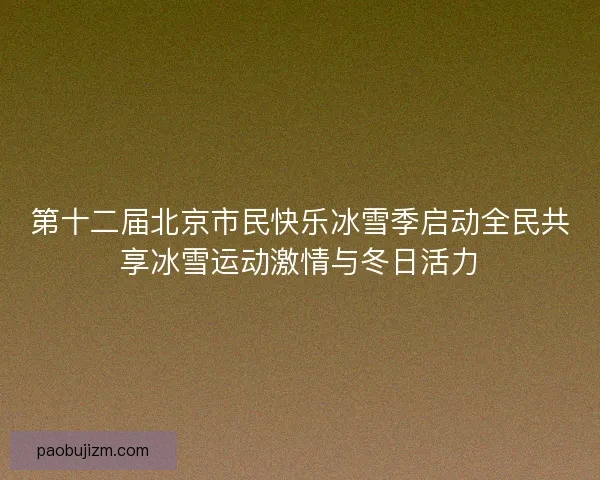第十二届北京市民快乐冰雪季启动全民共享冰雪运动激情与冬日活力